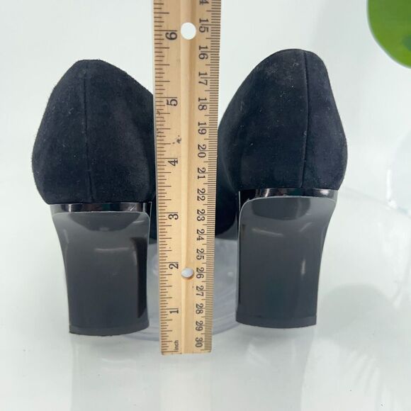 Robert Clergerie France Women's Pump Size 7 Square Toe Heel Black Suede Shoe - Picture 8 of 16